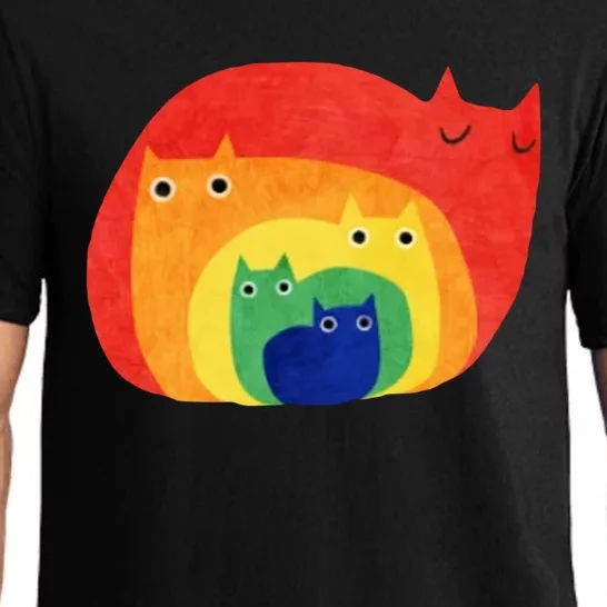 Rainbow Art Retro Cats Pajama Set