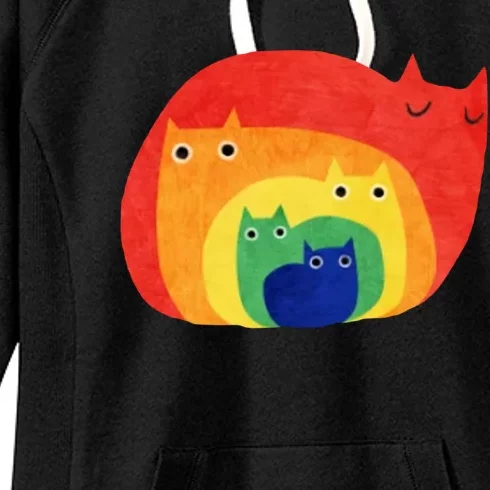 Rainbow Art Retro Cats Women's Fleece Hoodie