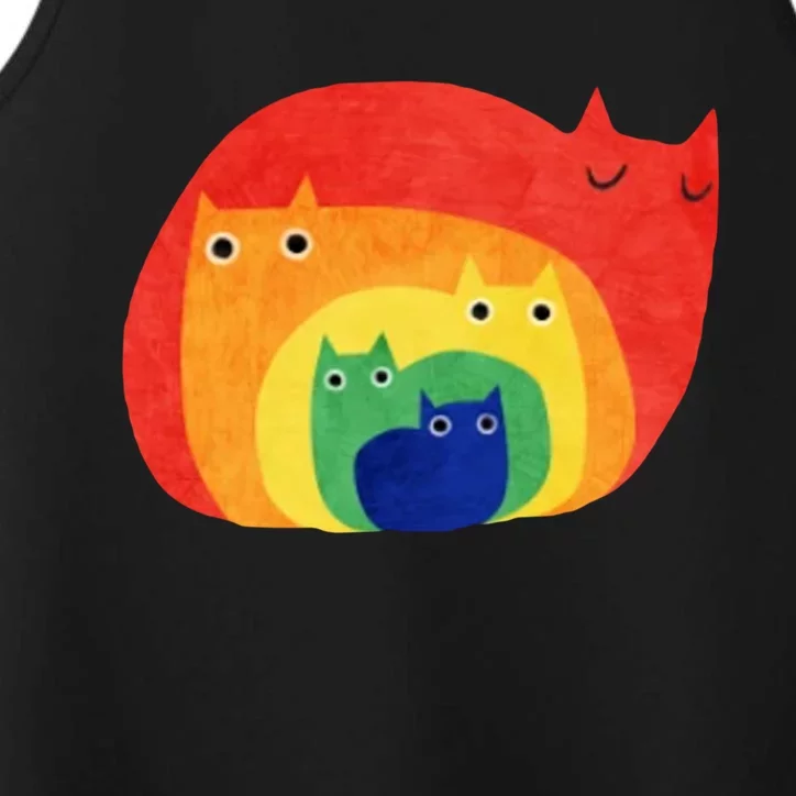 Rainbow Art Retro Cats Performance Tank