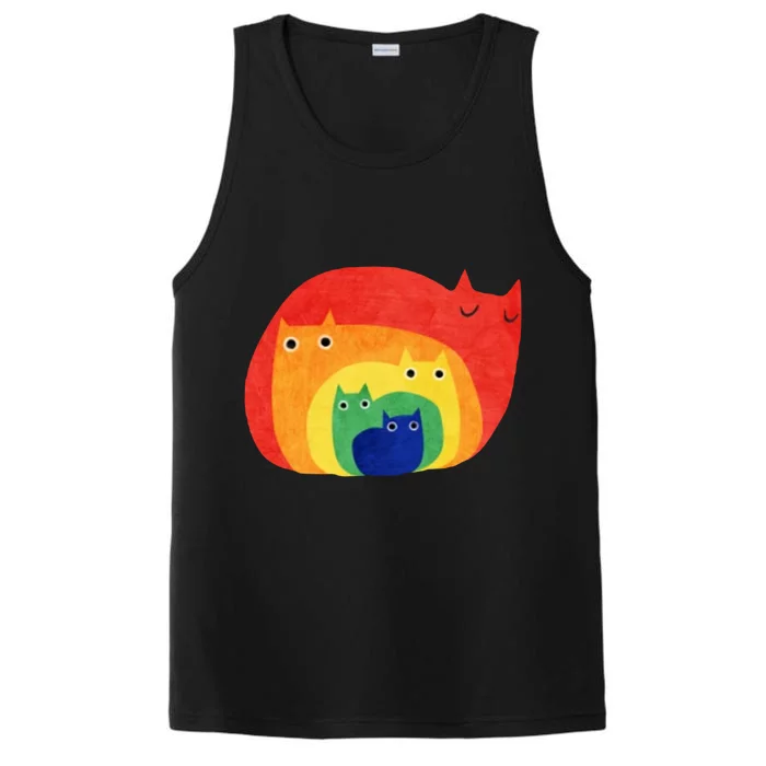 Rainbow Art Retro Cats Performance Tank