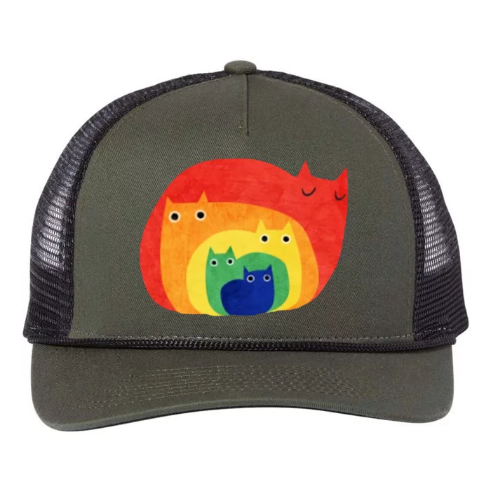 Rainbow Art Retro Cats Retro Rope Trucker Hat Cap