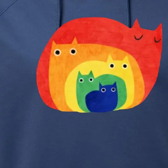 Rainbow Art Retro Cats Performance Fleece Hoodie