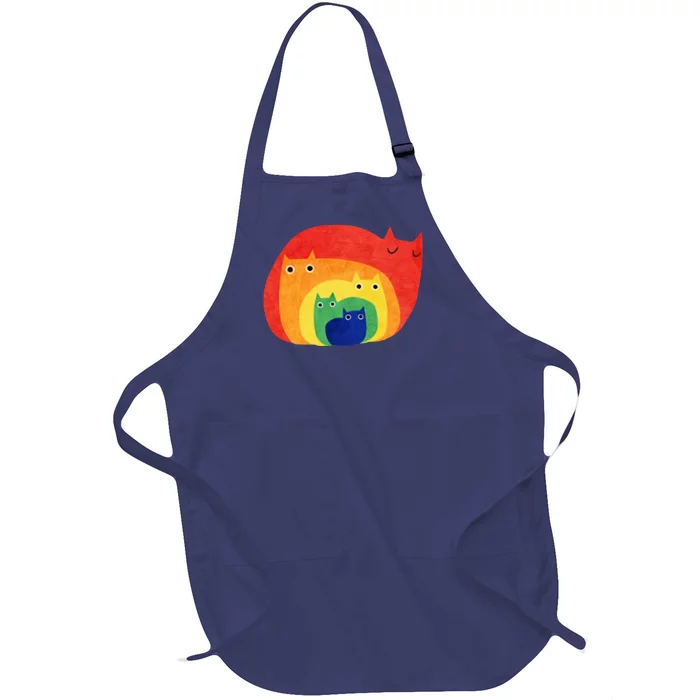 Rainbow Art Retro Cats Full-Length Apron With Pocket