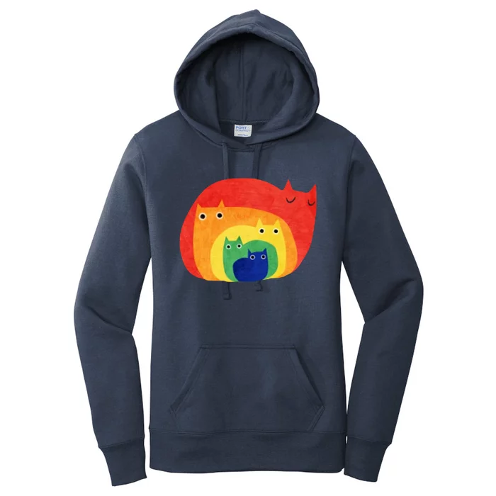 Rainbow Art Retro Cats Women's Pullover Hoodie