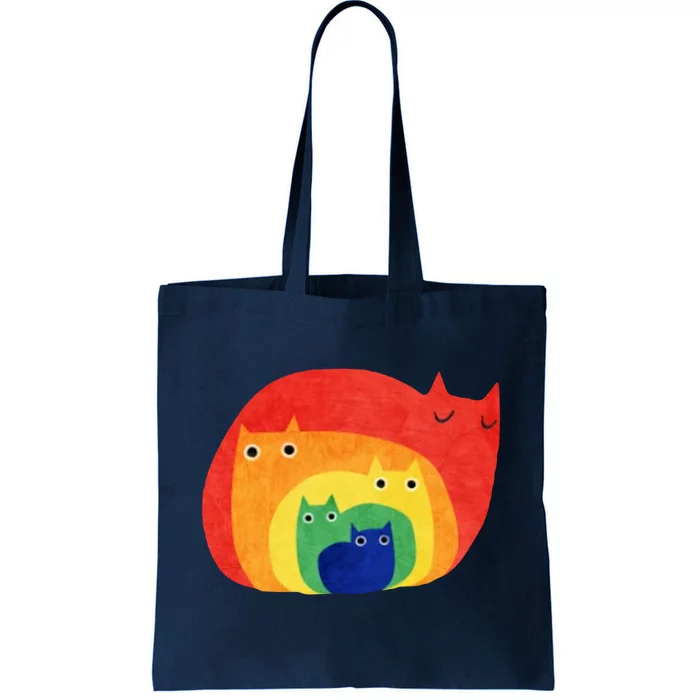 Rainbow Art Retro Cats Tote Bag