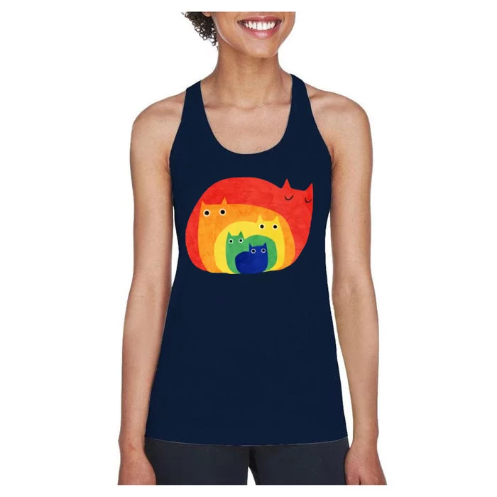 Rainbow Art Retro Cats Women's Racerback Tank