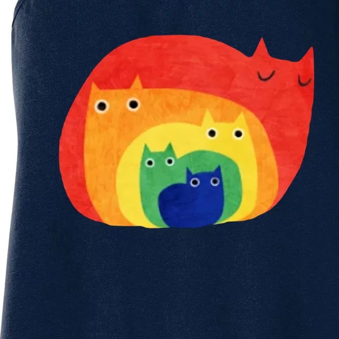 Rainbow Art Retro Cats Women's Racerback Tank