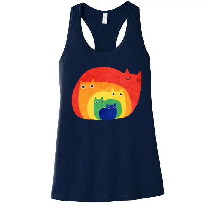 Rainbow Art Retro Cats Women's Racerback Tank