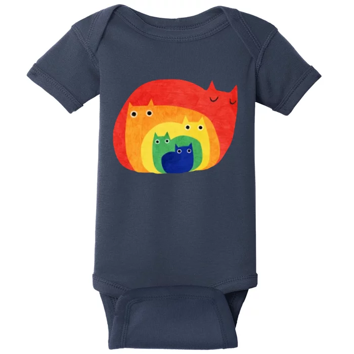 Rainbow Art Retro Cats Baby Bodysuit