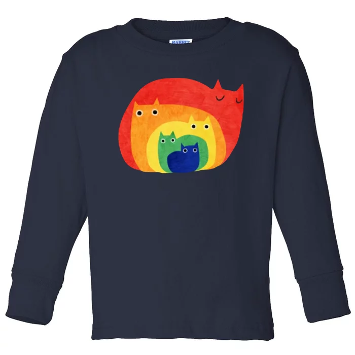 Rainbow Art Retro Cats Toddler Long Sleeve Shirt