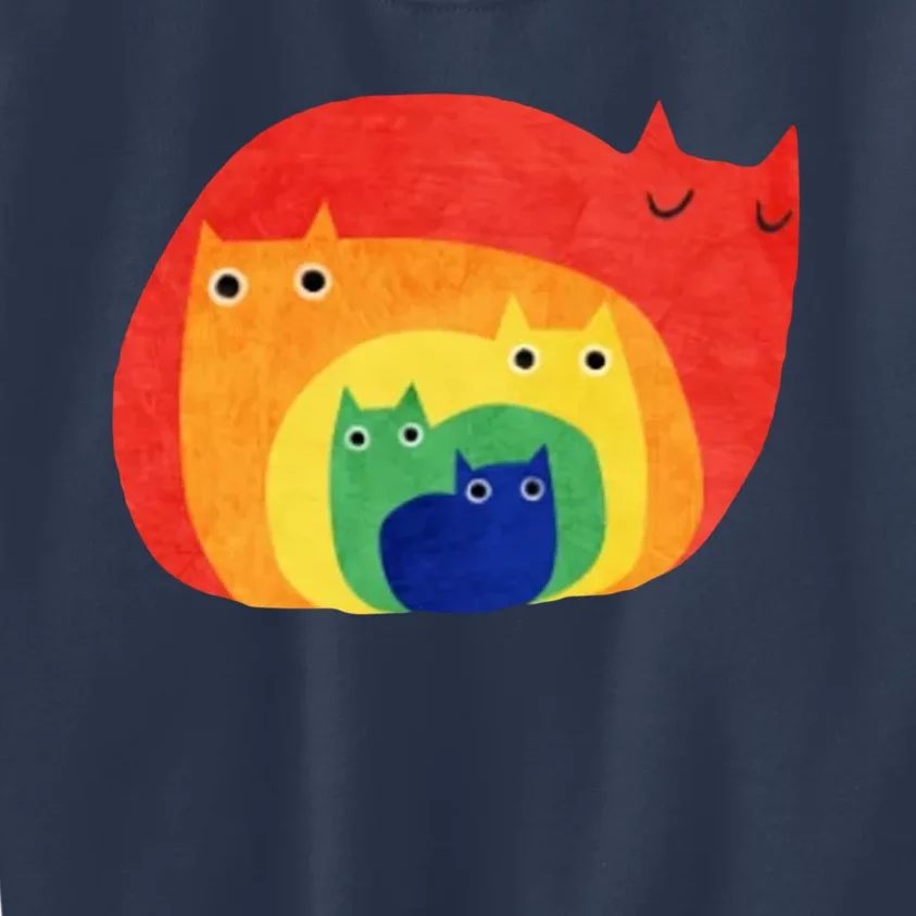 Rainbow Art Retro Cats Kids Sweatshirt