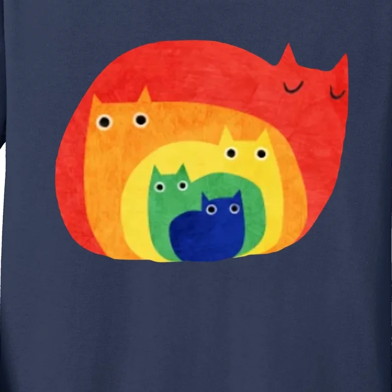 Rainbow Art Retro Cats Kids Long Sleeve Shirt