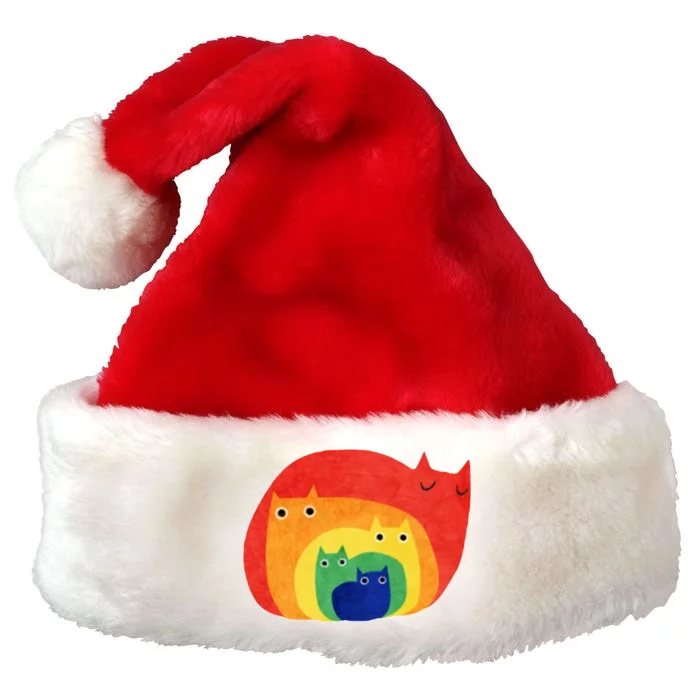 Rainbow Art Retro Cats Premium Christmas Santa Hat