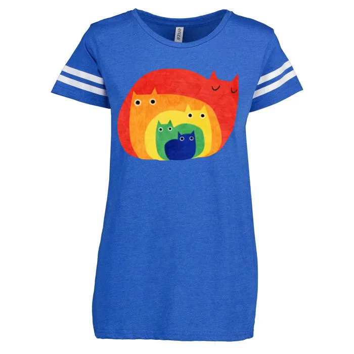 Rainbow Art Retro Cats Enza Ladies Jersey Football T-Shirt