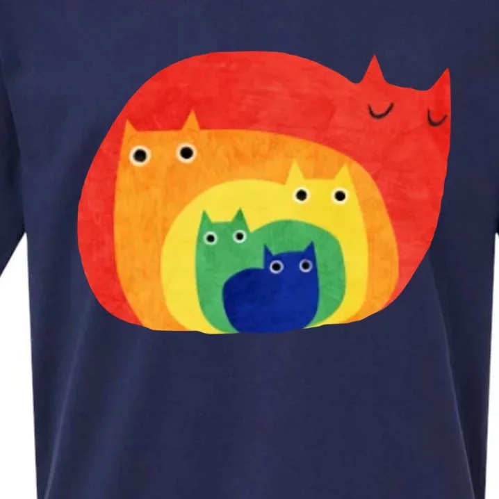 Rainbow Art Retro Cats Sueded Cloud Jersey T-Shirt