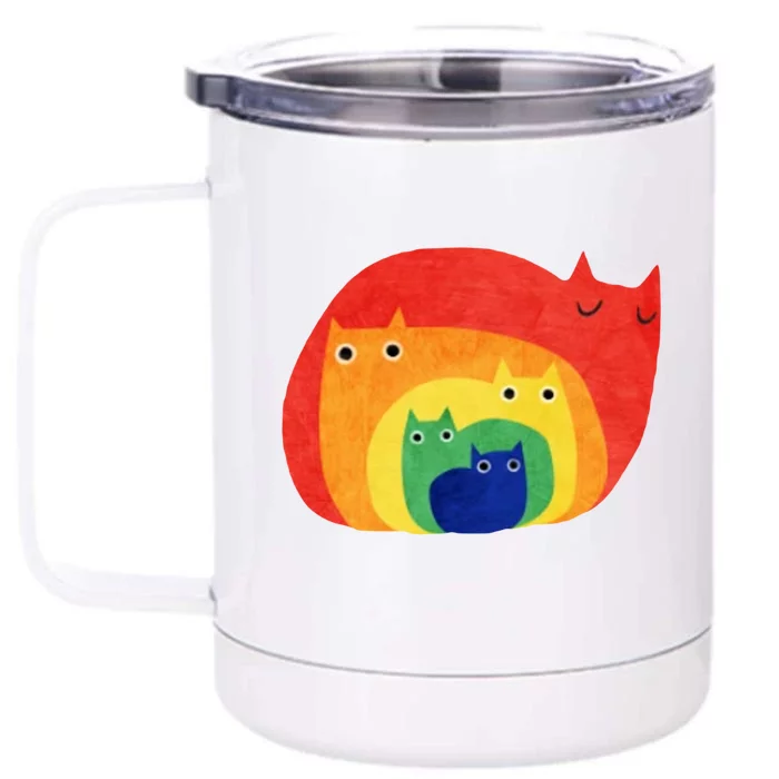 Rainbow Art Retro Cats Front & Back 12oz Stainless Steel Tumbler Cup