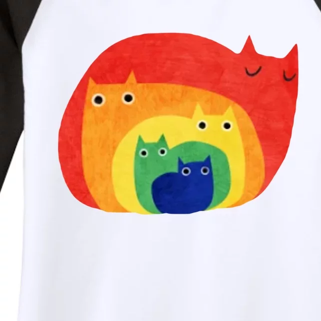 Rainbow Art Retro Cats Women's Tri-Blend 3/4-Sleeve Raglan Shirt