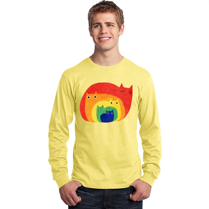 Rainbow Art Retro Cats Long Sleeve Shirt