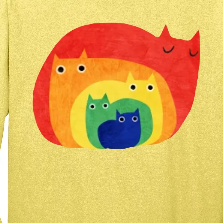 Rainbow Art Retro Cats Long Sleeve Shirt