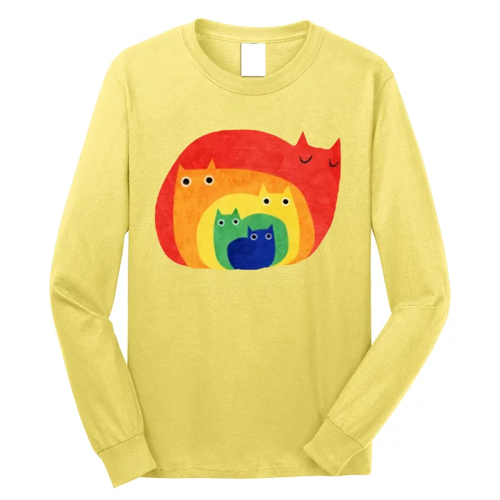 Rainbow Art Retro Cats Long Sleeve Shirt