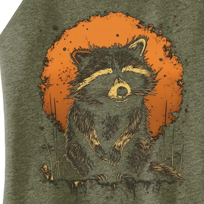 Raccoon Animal Retro Style Graphic Tees for Boy Women’s Perfect Tri Rocker Tank