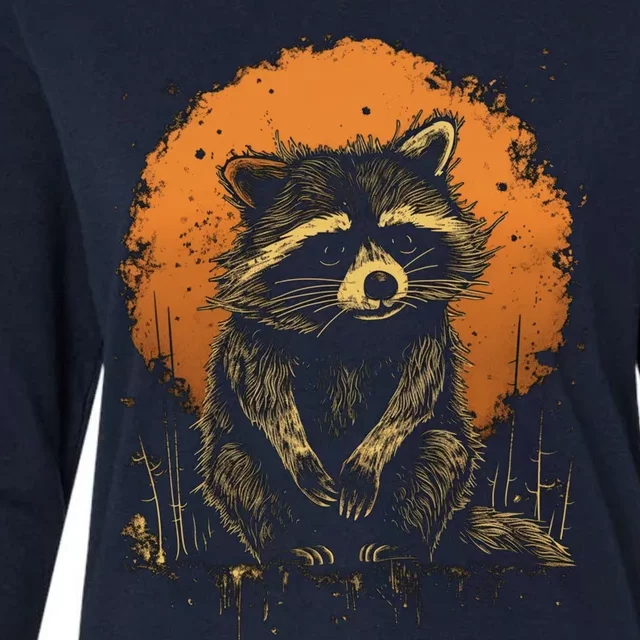 Raccoon Animal Retro Style Graphic Tees for Boy Womens Cotton Relaxed Long Sleeve T-Shirt