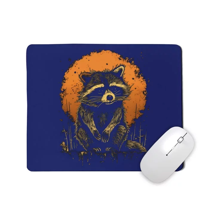 Raccoon Animal Retro Style Graphic Tees for Boy Mousepad