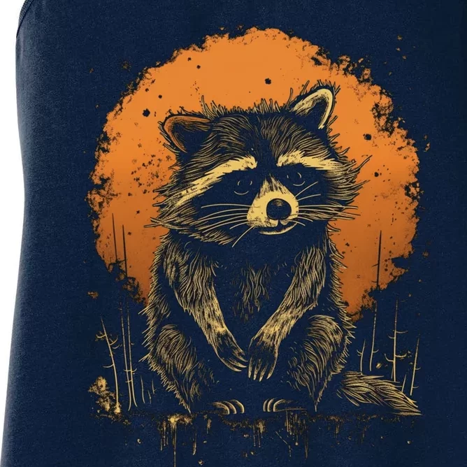 Raccoon Animal Retro Style Graphic Tees for Boy Women's Racerback Tank