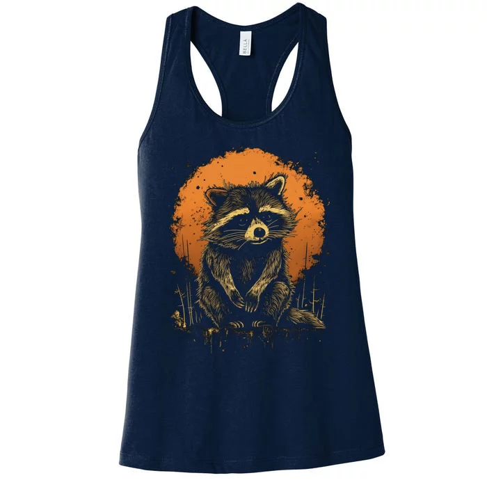 Raccoon Animal Retro Style Graphic Tees for Boy Women's Racerback Tank