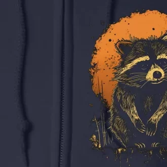 Raccoon Animal Retro Style Graphic Tees for Boy Full Zip Hoodie