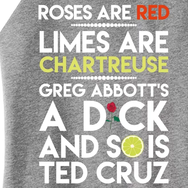 Roses Are Red Limes Are Chartreuse Greg Abbott's A Dick Women’s Perfect Tri Rocker Tank