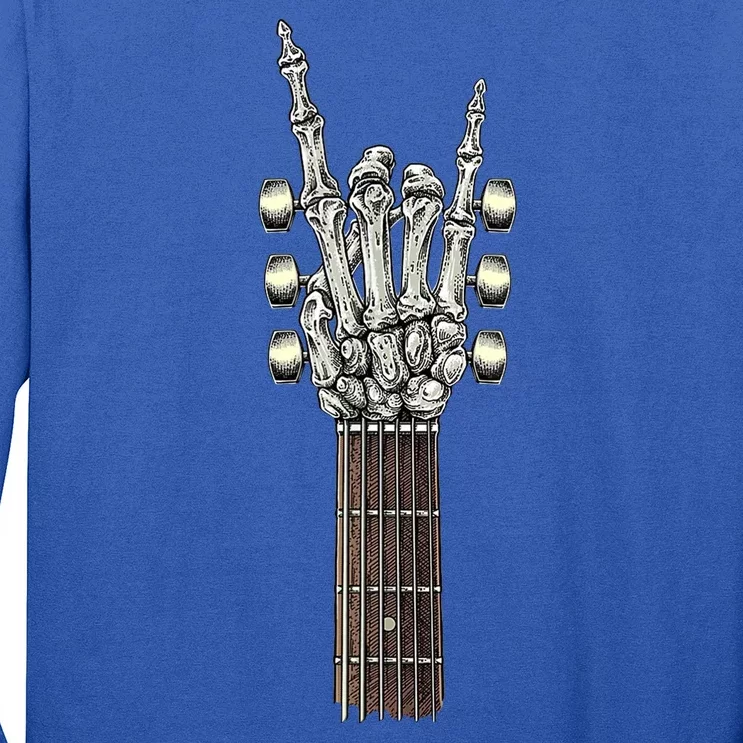 Rock And Roll Guitar Skeleton Hand Long Sleeve Shirt