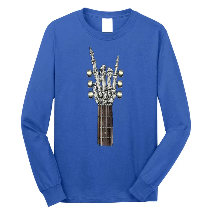 Rock And Roll Guitar Skeleton Hand Long Sleeve Shirt