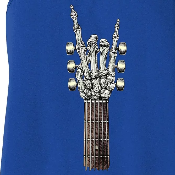 Rock And Roll Guitar Skeleton Hand Women's Racerback Tank