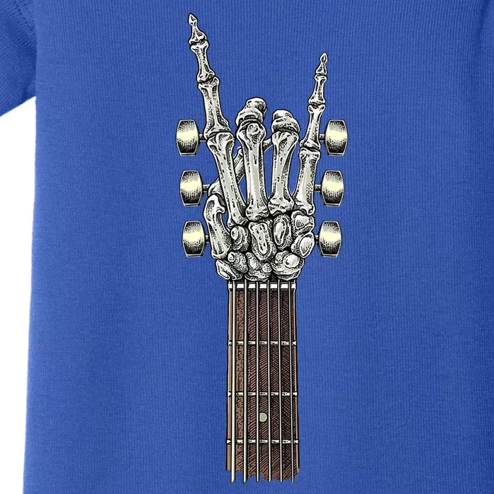 Rock And Roll Guitar Skeleton Hand Baby Bodysuit