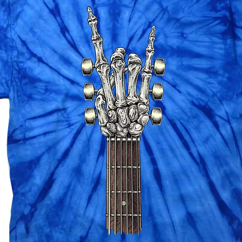 Rock And Roll Guitar Skeleton Hand Tie-Dye T-Shirt