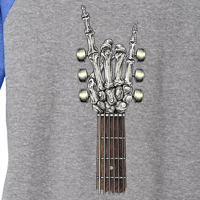 Rock And Roll Guitar Skeleton Hand Women's Tri-Blend 3/4-Sleeve Raglan Shirt