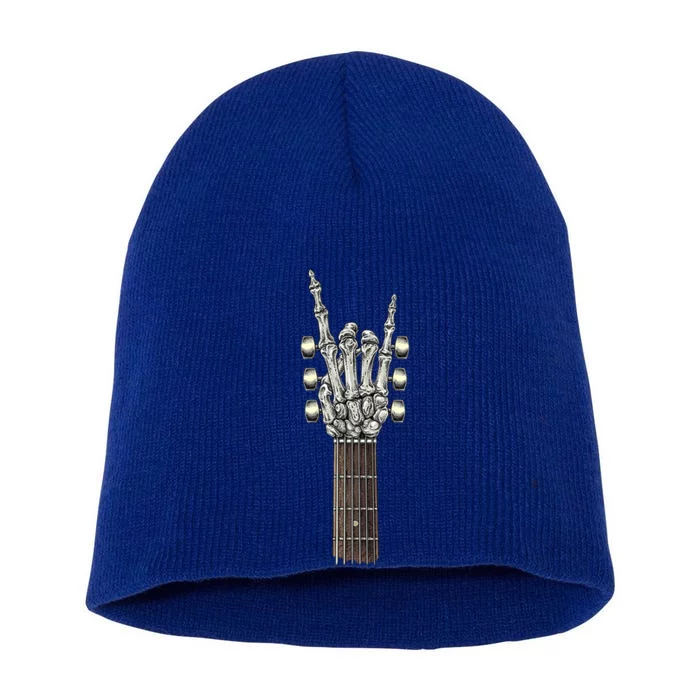 Rock And Roll Guitar Skeleton Hand Short Acrylic Beanie