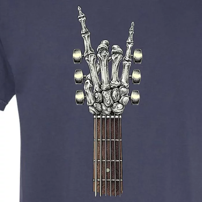 Rock And Roll Guitar Skeleton Hand Garment-Dyed Heavyweight T-Shirt