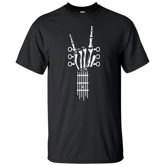 Rock And Roll Rock On Guitar Neck Cool Skeleton Hand Tall T-Shirt