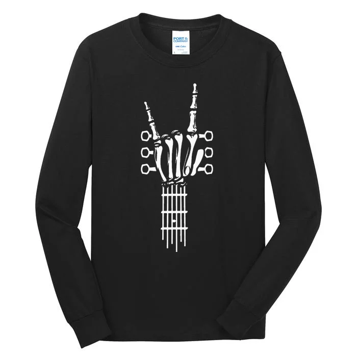 Rock And Roll Rock On Guitar Neck Cool Skeleton Hand Tall Long Sleeve T-Shirt