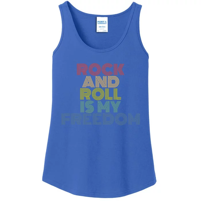 Rock And Roll Is My Freedom Retro 70s Vintage Funny Gift Ladies Essential Tank