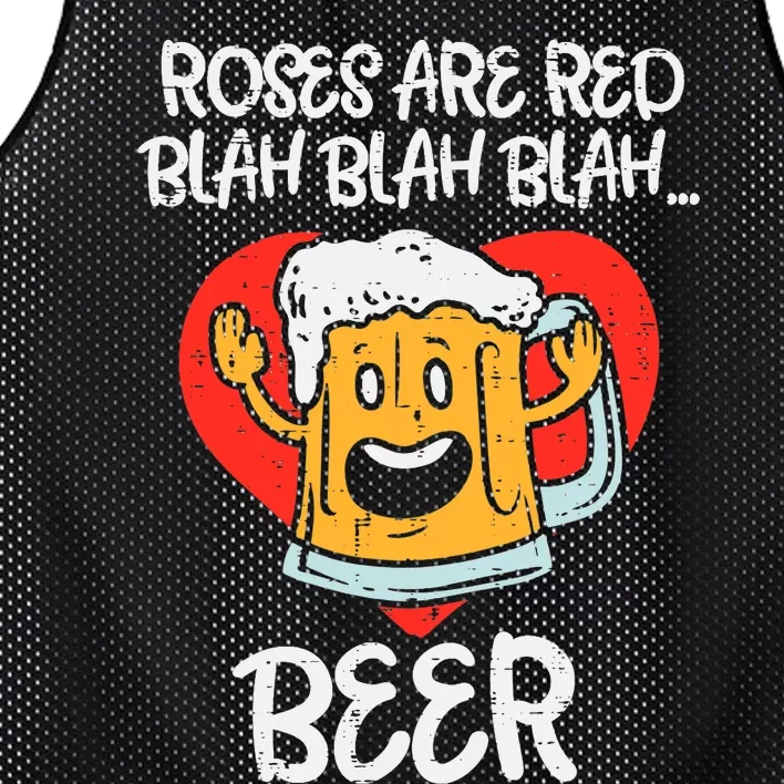 Roses Are Red Blah Beer Funny Valentines Day Drinking Gifts Mesh Reversible Basketball Jersey Tank