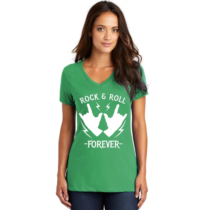 Rock And Roll Forever Women's V-Neck T-Shirt