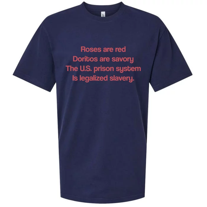 Roses Are Red Doritos Are Savory The U.S. Prison System Is Legalized Slavery Sueded Cloud Jersey T-Shirt