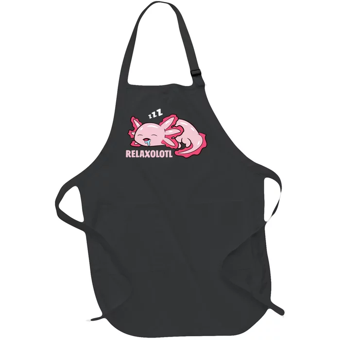 Relaxolotl Axolotls Full-Length Apron With Pocket