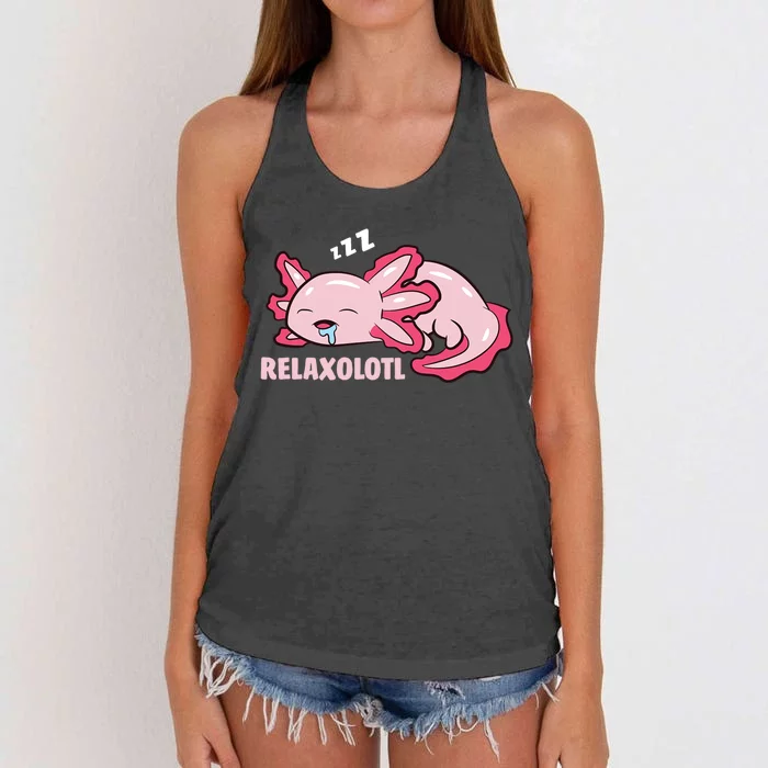 Relaxolotl Axolotls Women's Knotted Racerback Tank