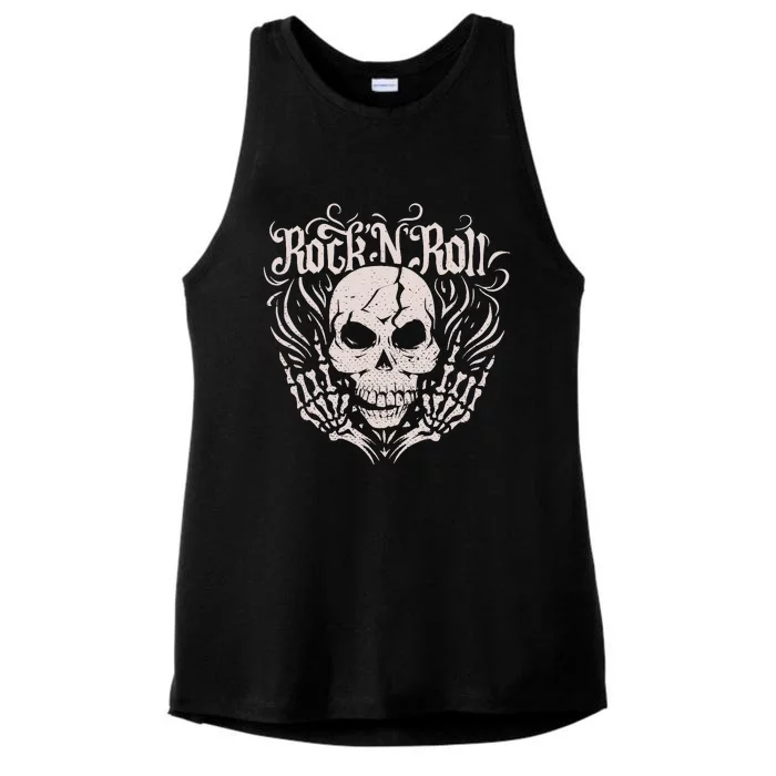 Rock And Roll Skeleton Hand Ladies Tri-Blend Wicking Tank