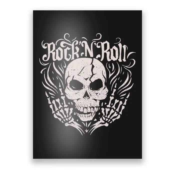 Rock And Roll Skeleton Hand Poster