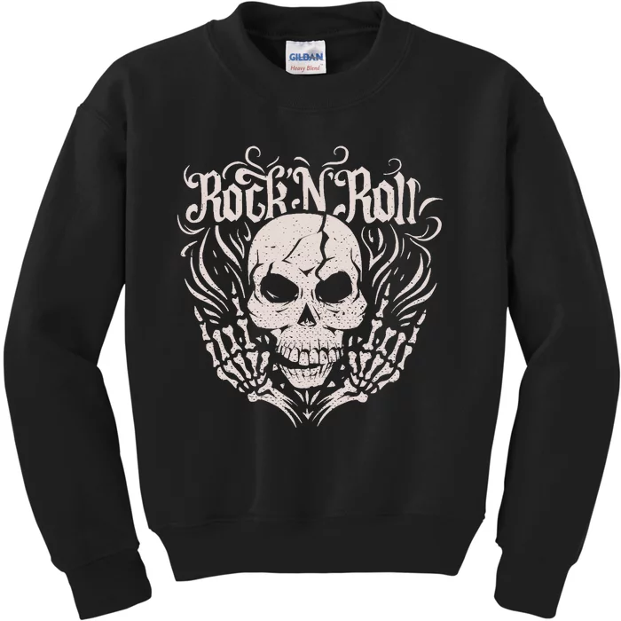 Rock And Roll Skeleton Hand Kids Sweatshirt